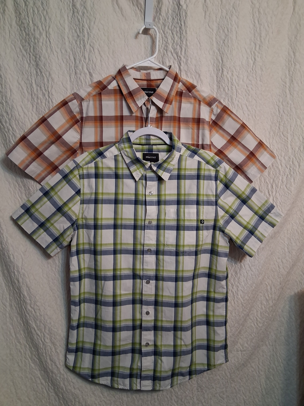 Marmot Men's Short-Sleeve Plaid Button-Up Shirt - Green/Blue And Brown/orange.